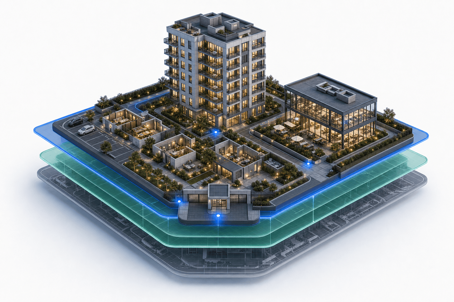 Residential and commercial spaces aligned to layered agreement, occupancy and preserved relationship history.